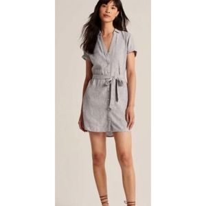 Abercrombie Striped Short Sleeve Shirt Dress Tie Belt Casual Work Weekend XS